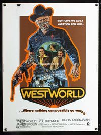 1n273 WESTWORLD Thirty by Forty movie poster '73 cool artwork of cyborg Yul Brynner by Neal Adams!
