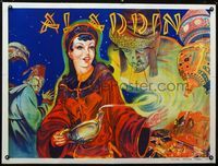 1n002 ALADDIN stage play British quad poster'30s beautiful stone litho art of female Aladdin & lamp!