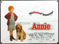 1n006 ANNIE British quad poster '82 orphan Aileen Quinn & her dog, from Harold Gray's comic strip!