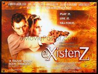 1n022 EXISTENZ DS British quad movie poster '99 David Cronenberg, Jennifer Jason Leigh, Jude Law