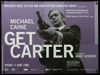 1n030 GET CARTER advance British quad movie poster R99 best close up of Michael Caine with shotgun!