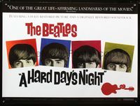 1n032 HARD DAY'S NIGHT DS British quad movie poster R2000 great image of The Beatles, rock & roll!