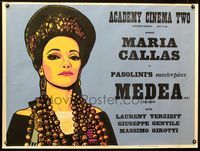 1n053 MEDEA British quad movie poster '69 Pier Paolo Pasolini, cool artwork of Maria Callas!