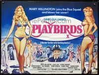 1n065 PLAYBIRDS British quad poster '78 sexiest Tom Chantrell art of Mary Millington & Suzy Mandel!