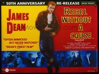 1n069 REBEL WITHOUT A CAUSE British quad poster R2005 James Dean was a bad boy from a good family!
