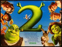 1n076 SHREK 2 DS British quad movie poster '04 computer animated fairy tale characters!