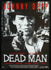 1o296 DEAD MAN Aust 1sheet '95 great image of Johnny Depp pointing gun, Jim Jarmusch weird western!