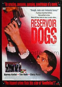 1o304 RESERVOIR DOGS video Aust 1sheet '92 Quentin Tarantino, cool different Steve Buscemi close up!