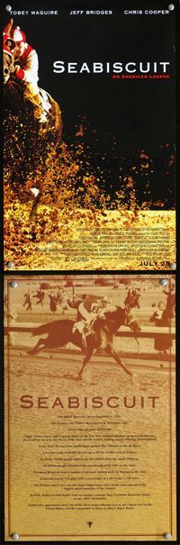 1o310 SEABISCUIT 2-sided advance Aust mini poster '03 horse jockey Tobey McGuire & famous underdog!