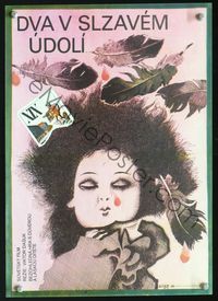 1o460 DVOE NA OSTROVE SLYOZ Czech movie poster '87 Viktor Dashuk, creepy doll artwork by Zessig!