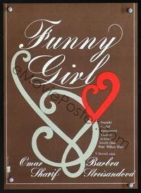 1o463 FUNNY GIRL Czech poster '78 Barbra Streisand, Omar Sharif, William Wyler, title art by Benes!