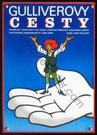 1o466 LOS VIAJES DE GULLIVER Czech movie poster '83 Gulliver's Travels, cool cartoon art by Jaros!