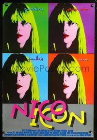 1o319 NICO ICON English one-sheet '96 biography of the famous goddess, pop star, junkie, icon!