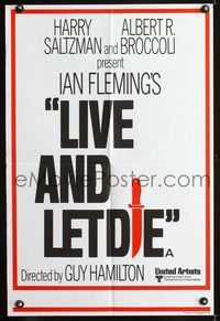 1o332 LIVE & LET DIE English double crown movie poster '73 Roger Moore as James Bond 007!