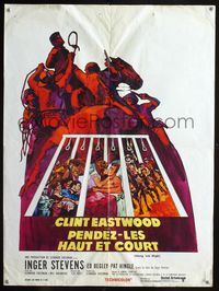 1o397 HANG 'EM HIGH French 23x32 movie poster '68 Clint Eastwood classic, cool Kossin art!