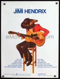 1o400 JIMI HENDRIX French 23x32 movie poster '73 cool artwork of the rock & roll god!