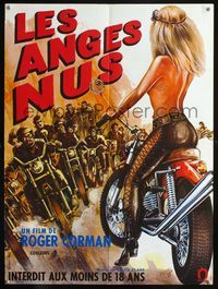 1o408 NAKED ANGELS French 23x32 poster '69 Roger Corman, sexiest different topless biker artwork!