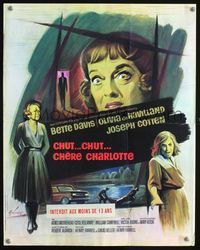1o429 HUSH...HUSH, SWEET CHARLOTTE French 15x21 poster '65 creepy art of Bette Davis by Grinsson!