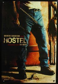 1o008 HOSTEL DS teaser Italian 1sh '05 Eli Roth gore-fest,gruesome man holding knife & severed head!