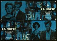 1o161 LA NOTTE 2 Italian 13x38s '61 Michelangelo Antonioni, Jeanne Moreau, Marcello Mastroianni