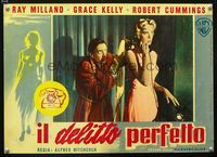 1o163 DIAL M FOR MURDER Italian 13x18 pbusta '54 Alfred Hitchcock, Grace Kelly on phone attacked!