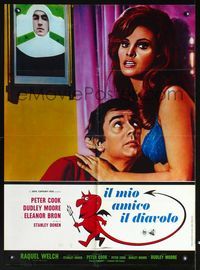 1o030 BEDAZZLED Italian large photobusta '68 Dudley Moore, sexy Raquel Welch as Lust, Peter Cook