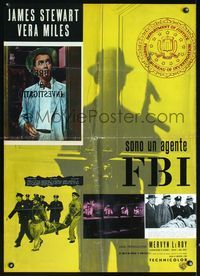 1o040 FBI STORY Italian large photobusta poster '59 detective Jimmy Stewart, Vera Miles, different!