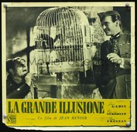 1o165 GRAND ILLUSION Italian 13x18 pbusta '37 Jean Renoir anti-war classic, soldiers by caged bird!