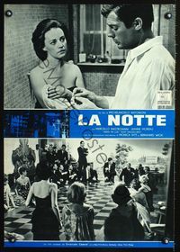 1o122 LA NOTTE Italian photobusta '61 Michelangelo Antonioni, Jeanne Moreau, Marcello Mastroianni