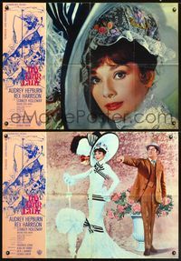 1o024 MY FAIR LADY 2 Italian large photobustas '64 Audrey Hepburn, Rex Harrison, Bob Peak art!
