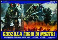 1o112 GODZILLA VS. THE SMOG MONSTER Italian photobusta '71 Gojira tai Hedora, great battle scene!