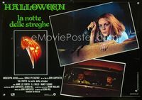 1o117 HALLOWEEN Italian photobusta movie poster '78 great close up of Jamie Lee Curtis with knife!