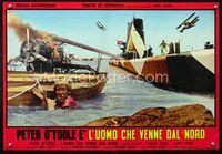 1o129 MURPHY'S WAR Italian photobusta '71 Peter O'Toole in water by burning plane & submarine!