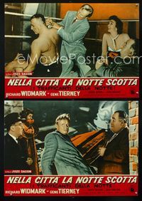 1o086 NIGHT & THE CITY 2 Italian photobustas R59 wrestling promoter Richard Widmark, Gene Tierney