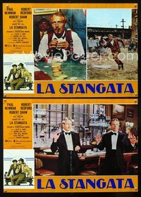 1o093 STING 2 Italian photobustas '74 Paul Newman cheats at cards; with Robert Redford in tuxes!