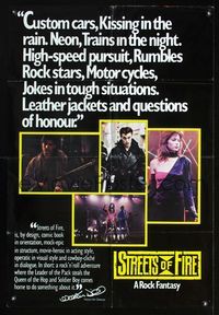 1o218 STREETS OF FIRE Lebanese movie poster '84 Walter Hill, completely different image!