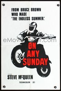 1o189 ON ANY SUNDAY New Zealand poster '71 Steve McQueen, cool different jumping motorcycle art!