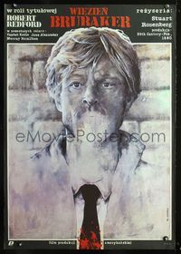 1o495 BRUBAKER Polish movie poster '84 cool different art of Robert Redford by Dybowski!