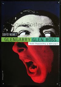 1o518 GLENGARRY GLEN ROSS Polish stage play poster '04 David Mamet,screaming face art by Klimowski!
