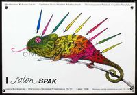 1o526 I SALON SPAK Polish musem poster '88 cool chameleon artwork by Jerzy Flisak!