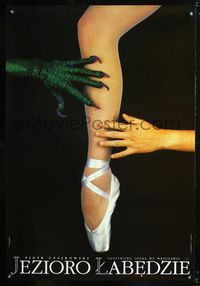 1o530 JEZIORO LABEDZIE Polish stage play poster '90s strange hands grabbing ballet dancer's leg!