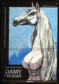 1o537 LADIES & HUSSIES Polish stage play poster '81 wild horse headed woman art by Boleslaw Polnar!