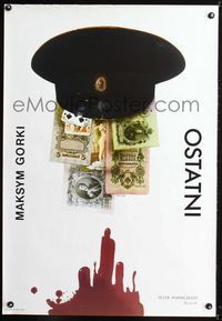 1o539 LAST ONE Polish stage play poster '80s Maxim Gorky & Joseph Stalin, art by Marcin Stajewski!