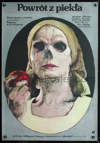 1o567 RETURN FROM HELL Polish poster '82 really creepy skull-faced woman artwork by Maciej Kalkus!