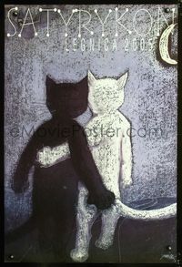 1o574 SATYRYKON Polish stage play poster '05 wacky black & white cat artwork by Jozef Wilkon!