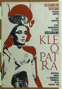 1o621 CLEOPATRA Polish 23x33 poster '68 cool different art of Elizabeth Taylor by Eryk Lipinski!