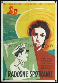 1o523 HAPPY MEETING Polish movie poster '49 Bednieri shekhvedra, cool artwork by K. Witkowski!