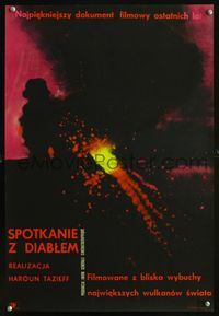 1o708 DEVIL'S BLAST Polish 15x23 '58 Haroun Tazieff's Les Rendez-vous du diable, cool volcano art!