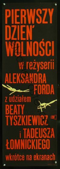 1o715 FIRST DAY OF FREEDOM Polish 11x32 movie poster '64 Aleksander Ford's Pierwszy dzien' wolnosci!