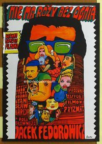 1o659 NIE MA ROZY BEZ OGNIA Polish 23x33 movie poster '74 Stanislaw Bareja, really cool Sawka art!
